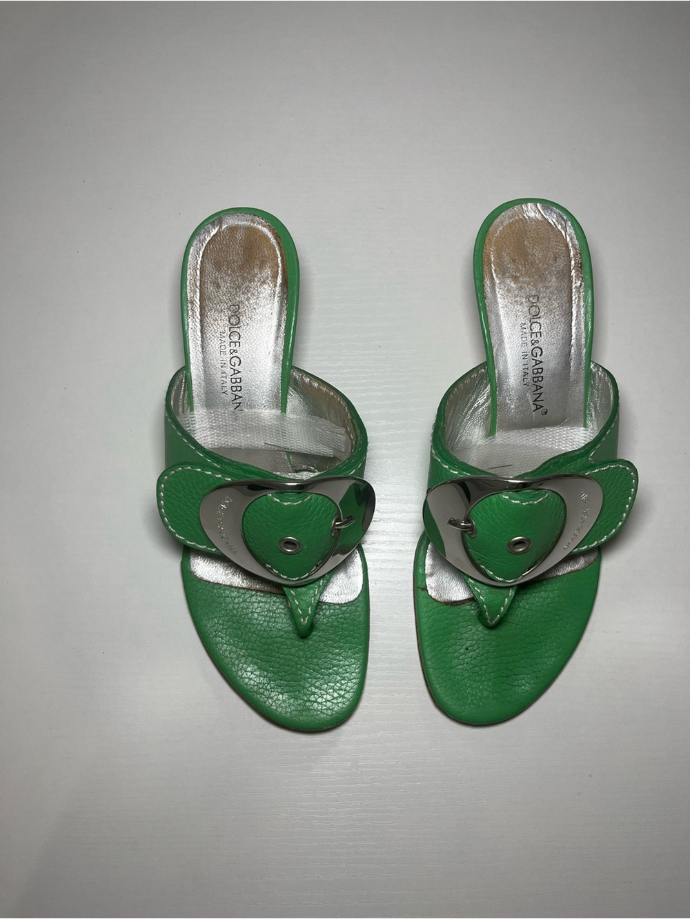 Dolce & Gabbana Green Buckle Sandals